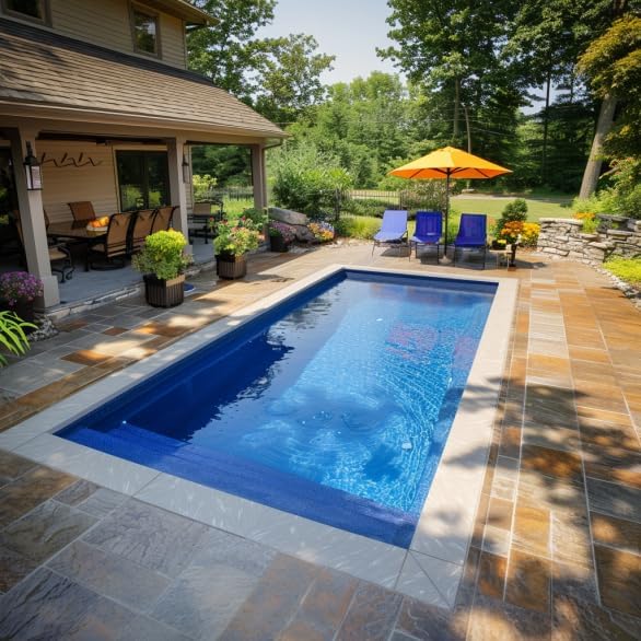 Above Ground & Inground Dual Purpose Fiberglass Swimming Pool Shell, Outdoor Swimming Pools for Backyard, Rectangular Family Swimming Pool (212.6 inches Rectangular)