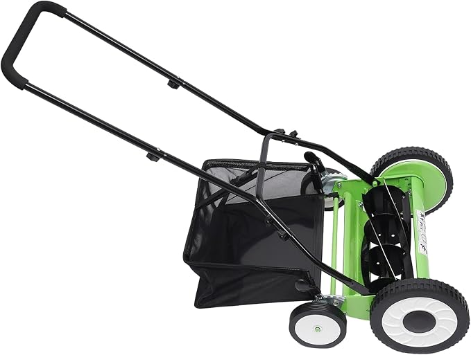Walk-Behind Lawn Mower,Adjustable Height Push Walk Behind Dual Wheeled 5-Blade Cordless Lawn Mower (Green)