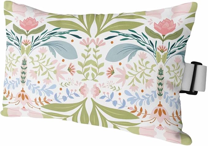 Outdoor Pillows Covers with Inserts Hand Drawn White Green Pink Floral Line Pattern Waterproof Pillow with Adjustable Strap Throw Pillows for Patio Furniture Recliner Lounge Chair, 11"x16", 1PCS