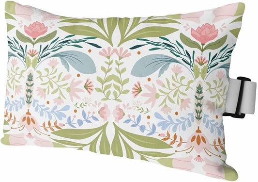 Outdoor Pillows Covers with Inserts Hand Drawn White Green Pink Floral Line Pattern Waterproof Pillow with Adjustable Strap Throw Pillows for Patio Furniture Recliner Lounge Chair, 11"x16", 1PCS