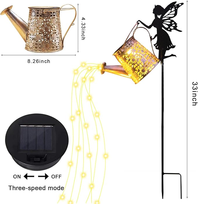 2Pack Solar Watering Can Lights,Waterproof Hollowed-Out Retro Metal Outdoor Lights,Fairy Solar Garden Lights Outdoor Decoration Gifts for Mom Grandma(Angel 2 Style)
