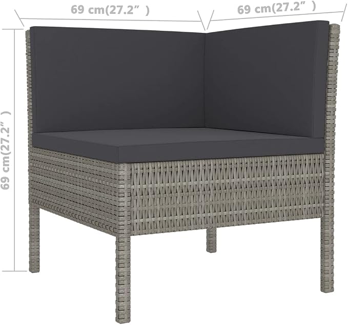 6 Piece Patio Lounge Set with Cushions,Patio Sofa,Outdoor Daybed,Outdoor Furniture Sets,Patio Seating,Patio Conversation Sets,Modern Set,Patio Furniture Set,Front Porch Furniture, Poly Rattan Gray