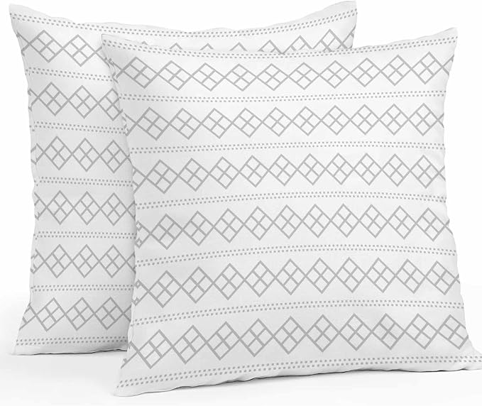 Grey Boho Outdoor Pillow Covers 16x16 Inch Throw Pillow Covers Set of 2 Waterproof Decorative Pillow Cases Vintage Ethnic Tribe Abstract Art Cushion Covers for Patio Furniture Garden Couch Sofa