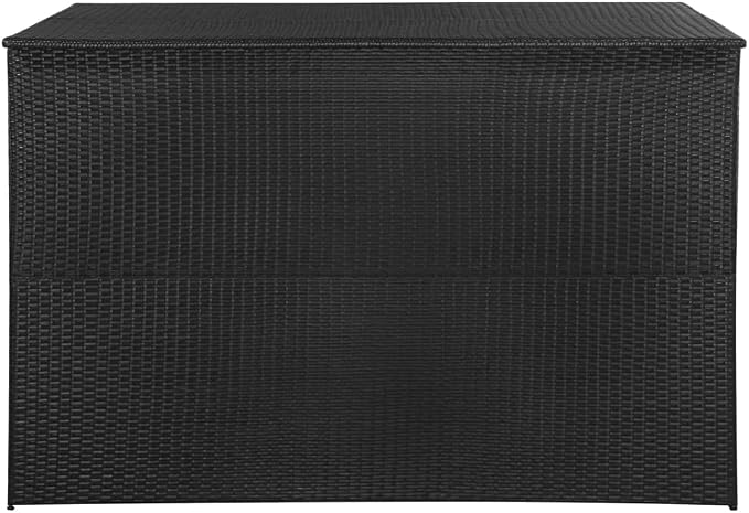 Outdoor Patio Storage Box Black 59x39x39 Inch Waterproof PE Rattan with Steel Frame, Large Deck Box for Cushions Pillows Blankets, Indoor Outdoor Furniture Storage Organizer, Easy Assembly