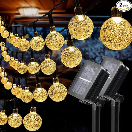 Solatec Solar String Lights, 2 Pack Outdoor String Light 60 LED 40ft 8 Lighting Modes Waterproof Solar Powered Patio Solar Light for Garden Yard Porch Wedding Party Decor (Warm White)