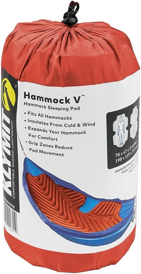 KLYMIT Hammock V Sleeping Pad, Inflatable Comfort, Pair With Traverse Hammock, Best Gear for Camping