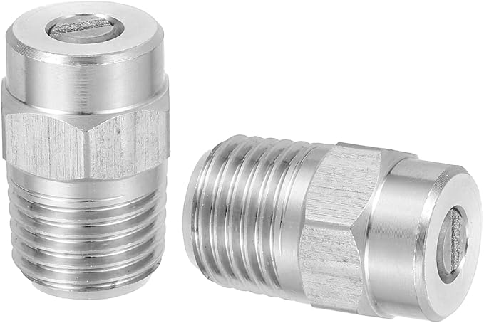 uxcell 2Pcs Pressure Washer Nozzle, Stainless Steel Thread Nozzles Tips, Universal Replacement for Undercarriage Cleaner Water Broom, 1/4 Inch NPT Male, 15 Degree 050 Orifice