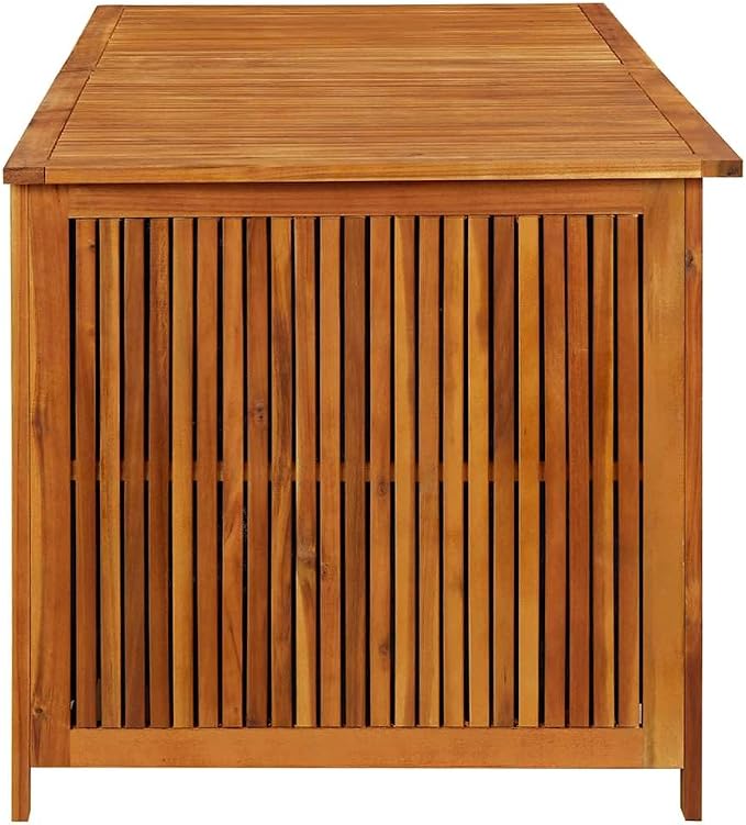 Outdoor Storage Box, Large Patio Deck Box with Zippered Liner, Solid Acacia Wood Storage Chest for Garden, Balcony, Living Room, 68.9 x 31.5 x 29.5 in, Brown