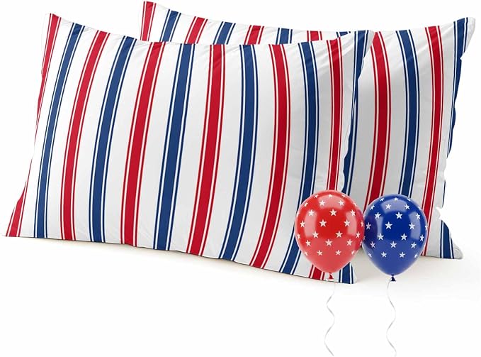 Outdoor Pillow Covers Set of 2, USA Independence Red Blue White Stripe Decor Throw Pillow Covers 20X12IN, President's Flag Day Throw Pillows Protector Cushion Case for Patio,Couch,Sofa,Garden