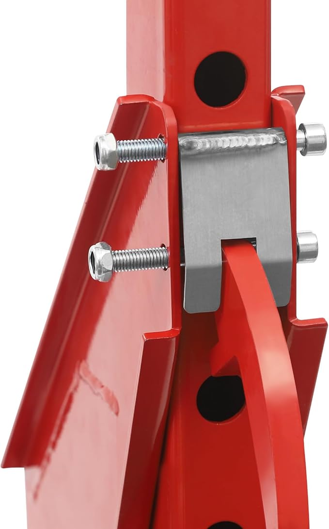 Riding Lawn Mower Lift, Lawn Mower Lift Jack 750 lbs Lifting Capacity Lawn Mower Lift Tool Lawn Mower Lift Adjustable Wheel Span for Mower Maintenance and Repair, Red