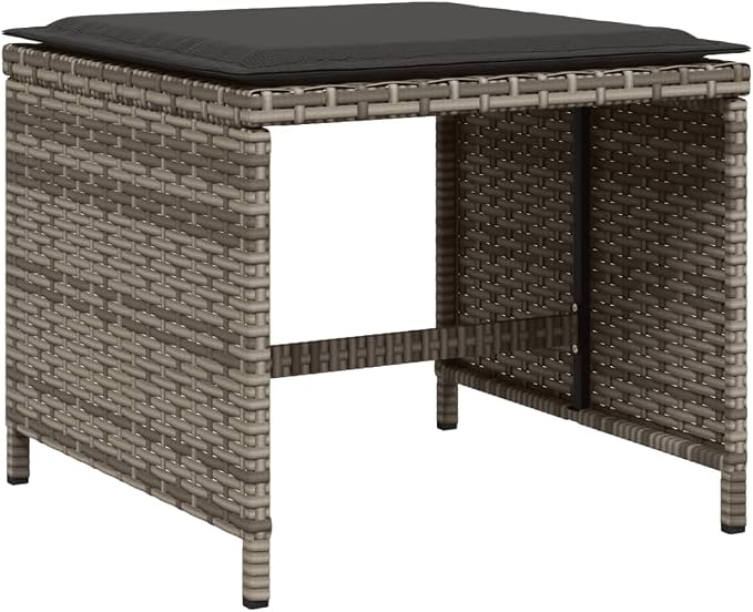15 Piece Outdoor Dining Set, Poly Rattan Garden Table and 14-Seater Patio Chairs with Cushions, Space-Saving Cube Furniture for Backyard, Balcony, Gray