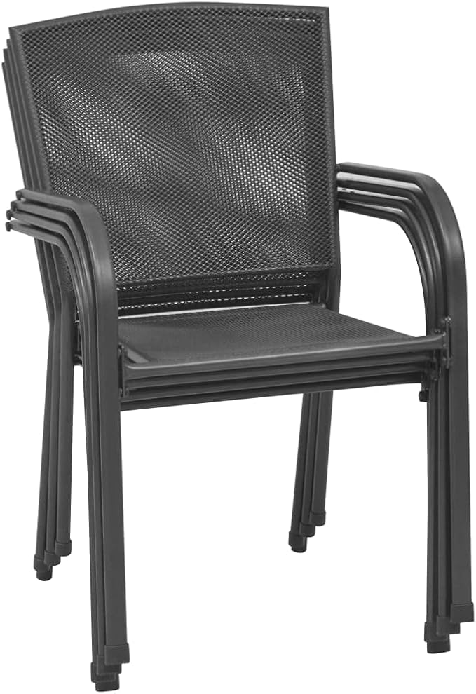 5 Piece Metal Patio Dining Set, Anthracite Square Garden Table and 4 Chairs Combo, Modern Heavy Duty Steel Bistro Set with Weather Resistant E-Coating for Backyard, Balcony and Terrace