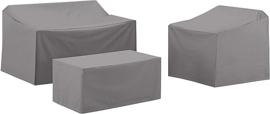 Crosley Furniture Patio Furniture Covers, Waterproof 3-Piece Cover Set for Outdoor Chair, Loveseat, Table, Gray