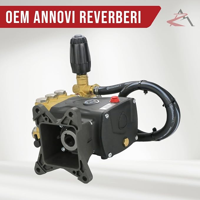 OEM Annovi Reverberi 4000 PSI Horizontal Brass Head Pressure Washer Water Pump, RRV4G40D-VRT3, 4 GPM, 1" Shaft with Quick Connect & Hardware
