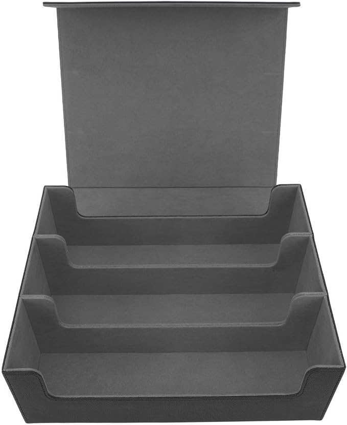 Large Capacity Card Deck Box,PU Leather Card Deck Storage Box/Cover with Magnetic Lid,3 Rows Design,Divider Storage Holder,Easy Sorting for Game Tarot (#1)
