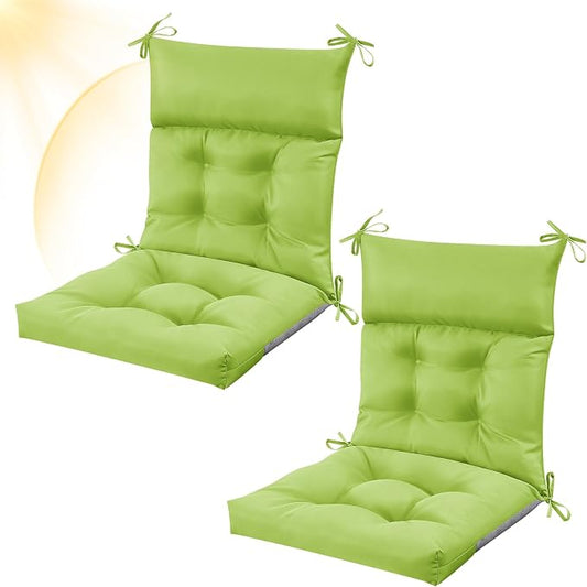 Sintuff 2 Pcs 44 x 21 x 4 Outdoor Chair Cushion Patio Chair Cushions Seat/Back Tufted Pillow with Ties Water Resistant Replacement Indoor Patio Furniture Outdoor Furniture (Solid Color,Fruit Green)