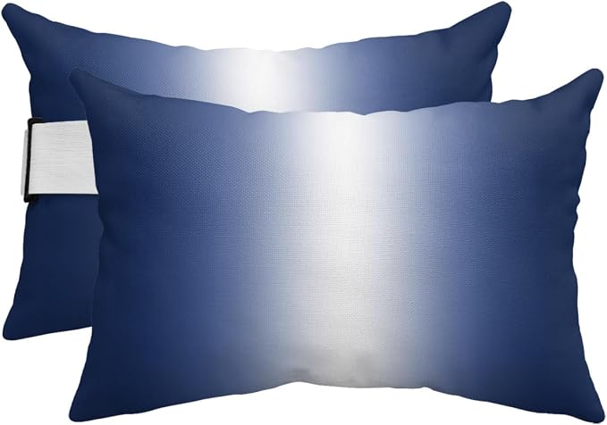 Pack of 4 Outdoor Lumbar Pillow Covers 11x16 Inch, Navy Blue Ombre Waterproof Throw Pillow Covers Set, Aesthetics Modern Abstract Art Gradient Decorative Cushion Cases for Patio Porch Car