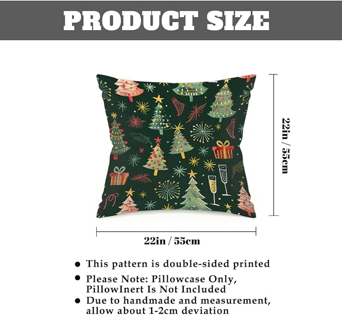 22x22 Inch Outdoor Pillow Covers Set of 2 Waterproof Throw Pillow Covers Decorative Couch Cushion Covers Merry Christmas Tree Square Pillowcases Protectors for Patio Garden Sofa