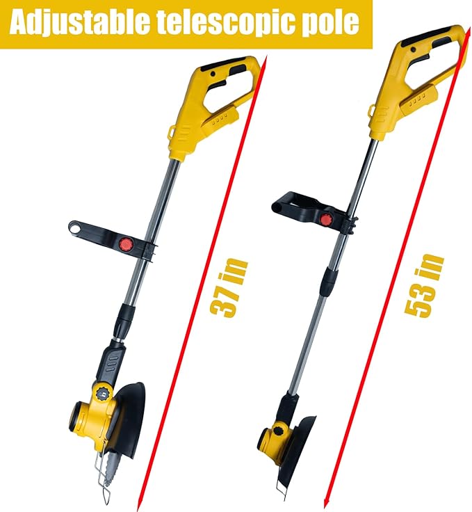 Electric Weed Wacker Cordless for Dewalt 20V Battery, 4-in-1 Battery-Powered Mower, Lightweight Cordless Weeder for Lawn, Yard and Brush Mowing (Battery Free, Yellow)