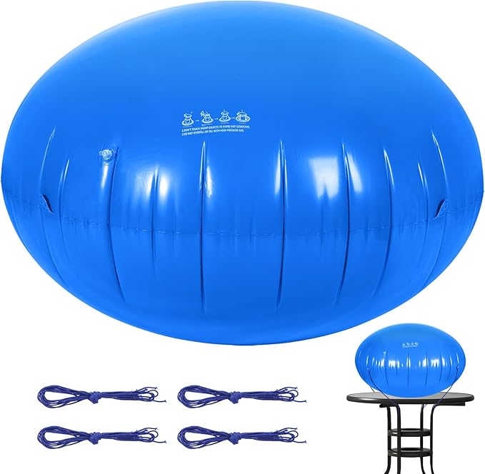 54in Dome Patio Furniture Cover Airbag, Dia Reusable Weather Resistant Dome Airbag Round Dome Airbag Kit with 4 Ropes to Fix for Outdoor Patio Furniture