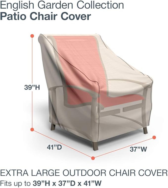 Budge P1W04PM1-2PK English Garden Patio Chair Cover (Pack of 2) Heavy Duty and Waterproof, Extra Large, Tan Tweed