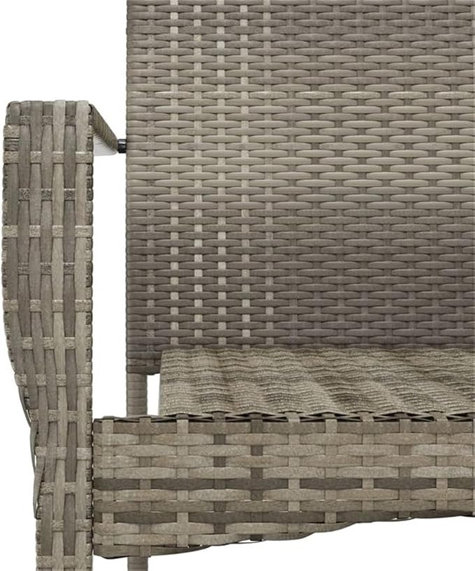 BOWERY HILL 5-Piece Garden Dining Set, PE Rattan and Powder-Coated Steel, Black and Gray Finish, Rectangular Table with 4 Cushioned Chairs, Weather-Resistant Outdoor Patio Furniture