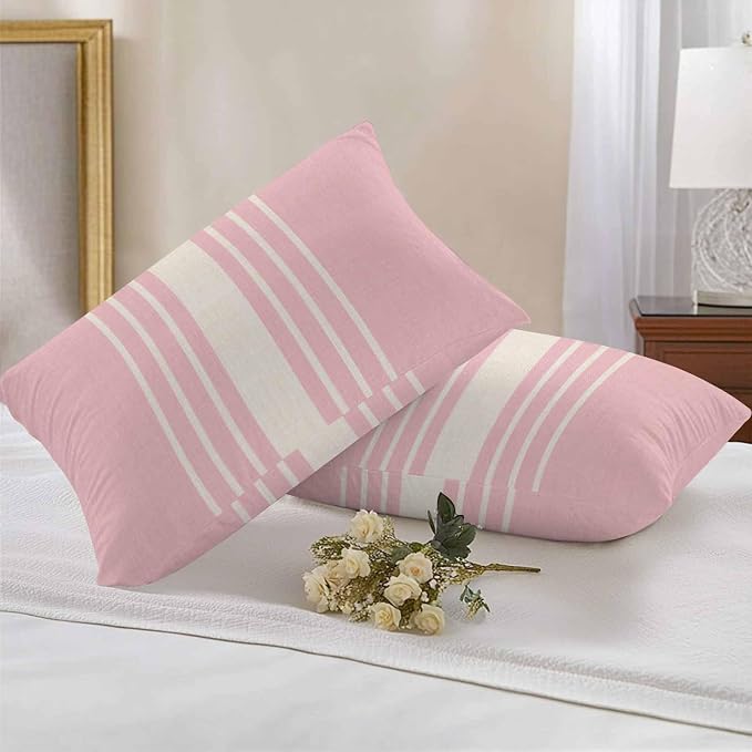 Outdoor Waterproof Pillows Cover Pack of 2 Modern Pink Striped Burlap Texture Decorative Pillowcases with Zipper Cushion Case for Patio Tent Couch Garden 20 x 12 Inches