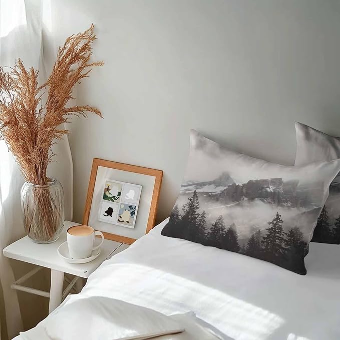 National Parks Waterproof Outdoor Pillow Covers Set of 2 Home Decor, Canadian Smokey Mountain Cliff Idyllic Pillowcase Patio Pillow Covers for Couch Bench Furniture Garden 20x12in