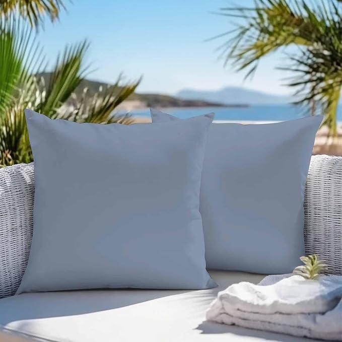 Throw Pillow Covers 26x26 Inch Set of 2, Blue Pure Color Waterproof Outdoor Pillow Covers, Aesthetics Contemporary Luxury Decorative Cushion Pillowcases for Couch, Sofa, Bed, Garden, Patio