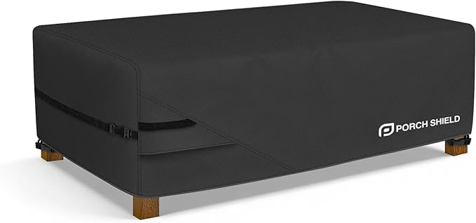 Porch Shield Patio Coffee Table Cover - Waterproof Outdoor Furniture Rectangular Small Table Covers 48 x 26 inch, Black