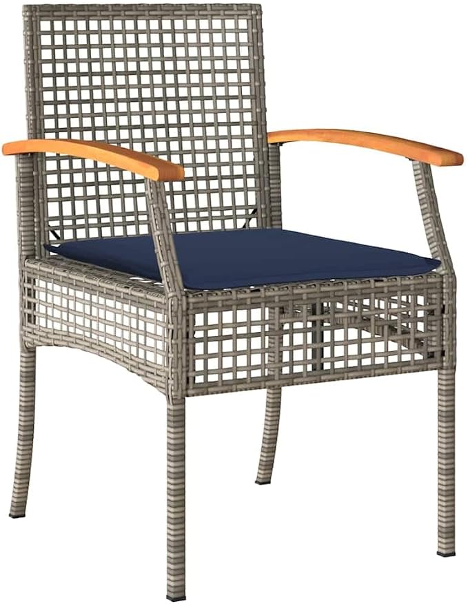 5-Piece Garden Dining Set with Cushions, Modern Rattan Patio Table and 4 Armchairs, Outdoor Furniture for Backyard Terrace, Grey and Black