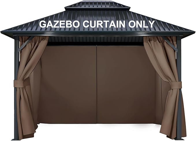 COWVIE 4-Panel 10' x 13' Gazebo Replacement Curtains, Patio Privacy Sidewalls with Double Zipper, Replacement for Outdoor Gazebo Canopy (Curtain Only)