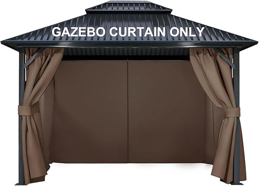 COWVIE 4-Panel 10' x 13' Gazebo Replacement Curtains, Patio Privacy Sidewalls with Double Zipper, Replacement for Outdoor Gazebo Canopy (Curtain Only)