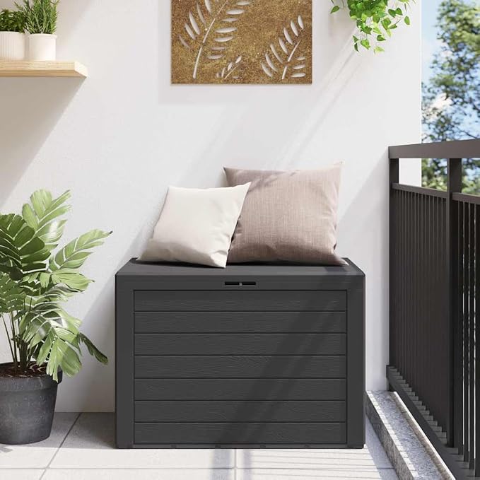 Polypropylene Garden Storage Box 38.7x17.3x21.7 Inches, Anthracite Patio Storage Chest for Cushions Pillows Blankets