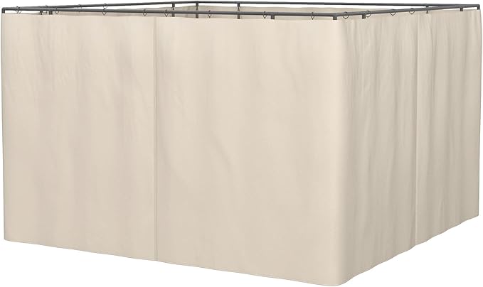 Outsunny 10' x 12' Universal Gazebo Sidewall Set with Panels, Hooks and C-Rings Included for Pergolas and Cabanas, Beige