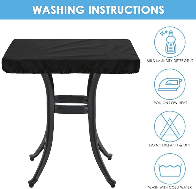 Outdoor Square Table Cover Waterproof Anti-UV Heavy Duty Square Table Covers for Outdoor Furniture,Windproof Patio Coffee & Dining Table & Table Top Cover Weatherproof,32"L×32"W×6"H