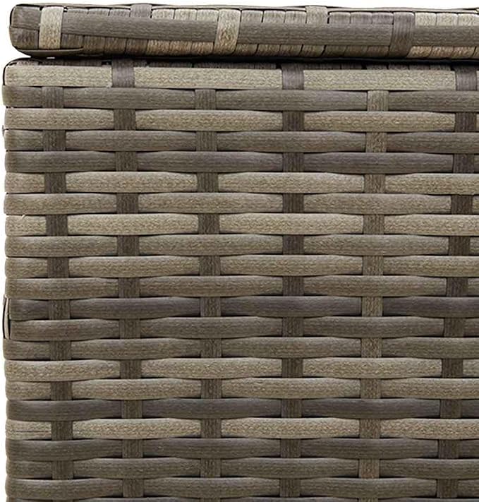 Large 50.2 Gallon Outdoor Storage Box with Wheels, Gray PE Rattan Garden Furniture for Patio & Deck, Cushion Organizer with Gas Spring Lid & Steel Frame