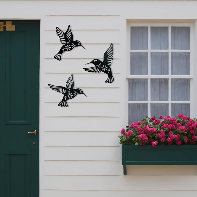 Metal Bird Wall Art Decor- Hummingbird Wall Art Silhouette Outdoor Wall Decor Art for Your Patio, Garden, and Home Metal Art Decor, Indoor and Outdoor Hanging