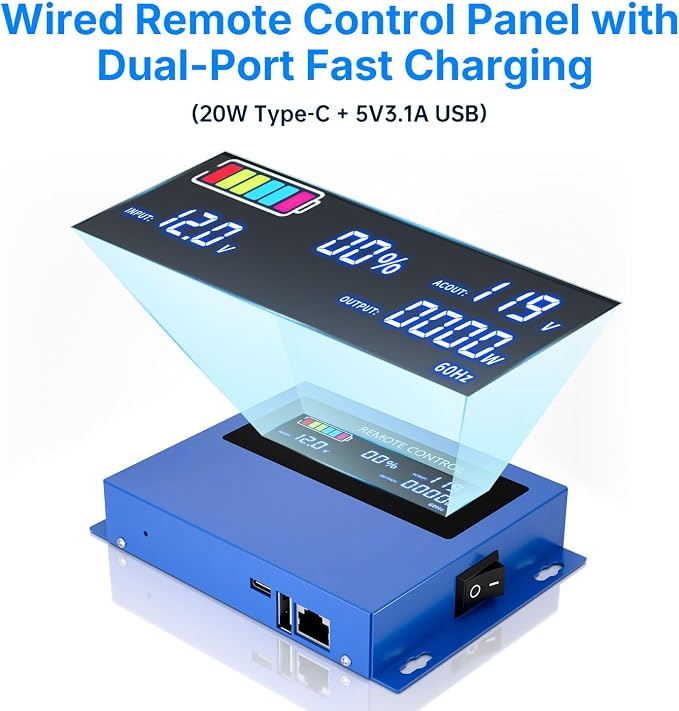 3000w Pure sine Wave Inverter DC 12V to AC 110V/120V Converter, 6000w (Peak) with LCD Display, Wireless/Wired Remote Control, 4AC outlets and 4USB.Ideal for Camping, RV Travel, Off-Grid Solar Systems