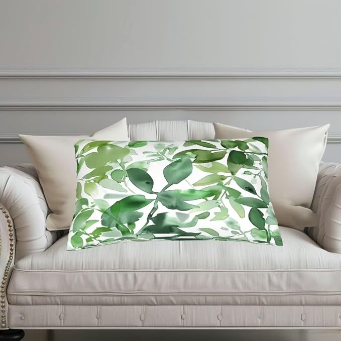 Green Pillows Pack of 2 50x70 cm/20x28 Inch, Plant Pillow Covers Winter Decorative Pillows, Soft Throw Pillow Covers Rectangle Pillow Cover with Hidden Zipper, Modern Home Decor Aeshetic, Gifts -hs111