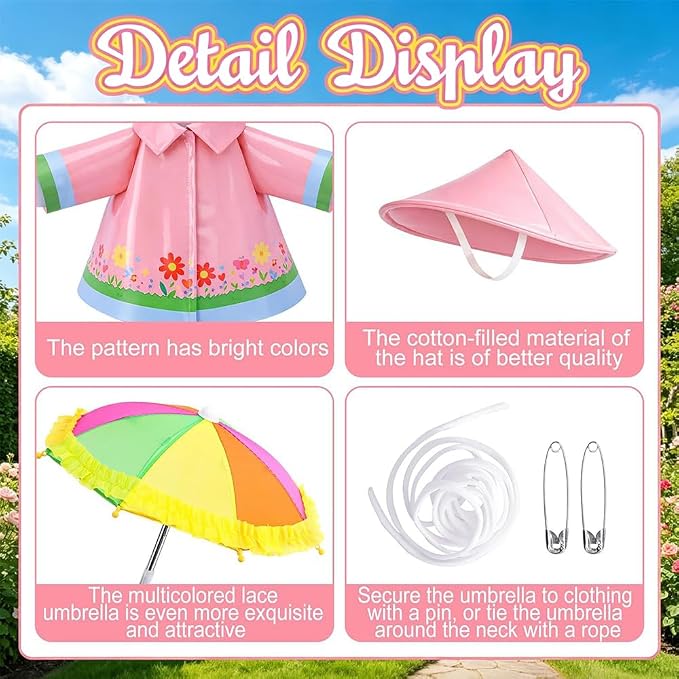 Raincoat Porch Goose Outfits,Spring Summer Lawn Goose Statue Raincoat Clothes,Fits 23" Geese Statue, for Summer Outdoor Patio Yard Lawn Garden Decoration(Raincoat-Pink Flower)