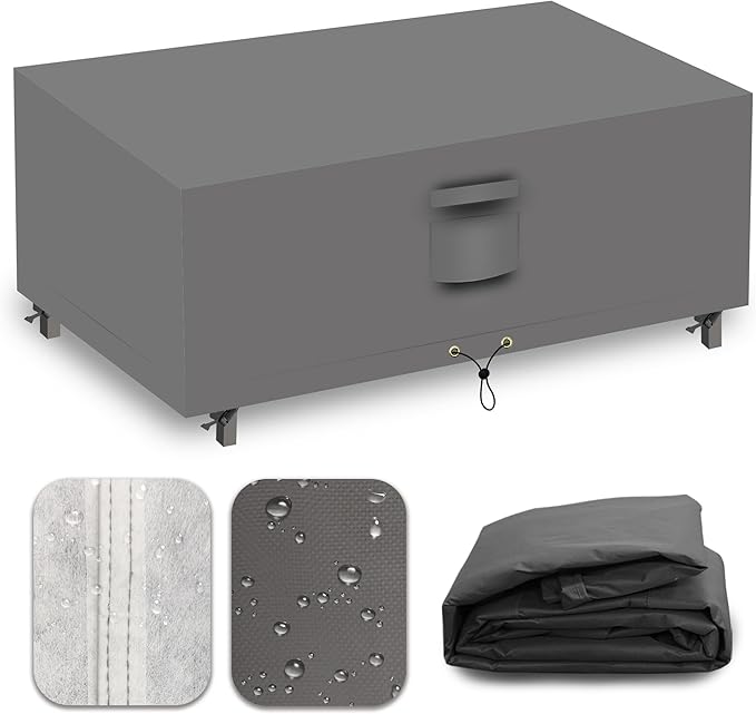 Heavy Duty Patio Furniture Covers Waterproof, 600D Outdoor Furniture Cover Waterproof for Sectional Sofa Couch, Outdoor Dining Table and Chair Set Covers 42''L x 24''W x 18''H, Grey