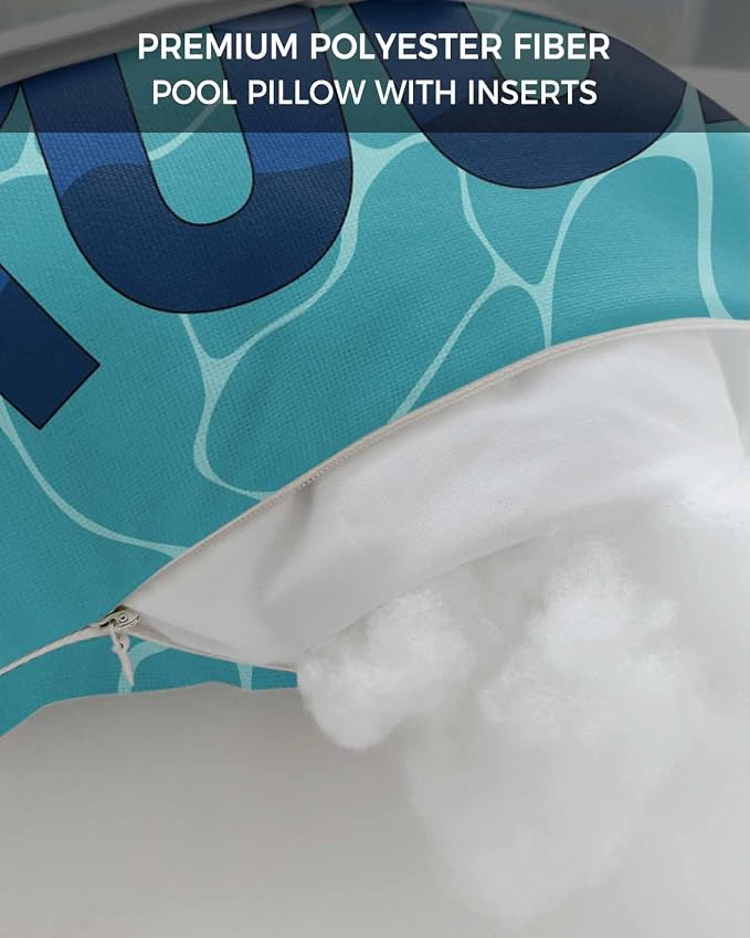 Outdoor Pillows Covers with Inserts Summer Swimming Pool Ocean Waves Waterproof Recliner Pillow with Adjustable Strap Throw Pillows for Patio Furniture Pool Lounge Chair, 11x16 inch, 1PCS