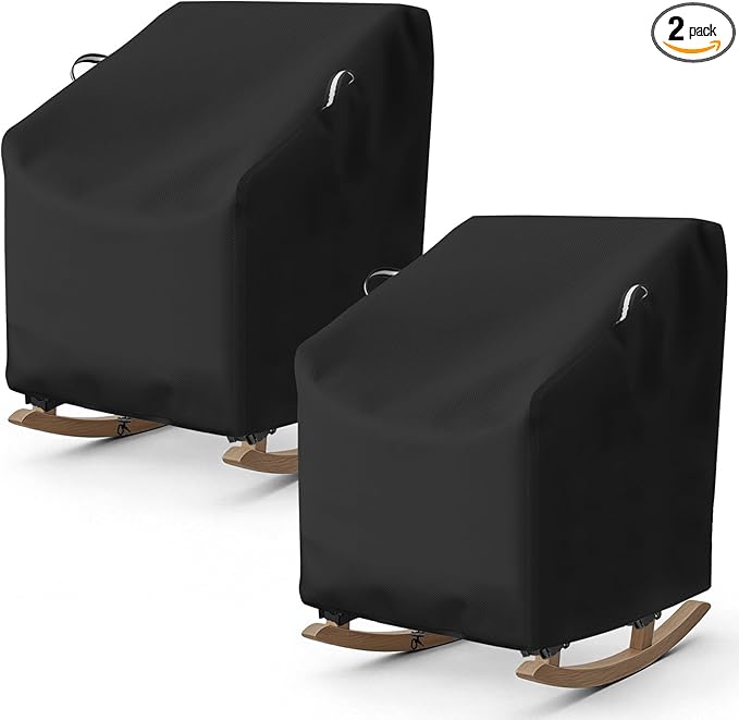 STARTWO Outdoor Rocking Chair Covers 2 Pack , Patio Furniture Covers Waterproof Adapter for Rocking Chairs 28"L x 35"W x 46"H, Black