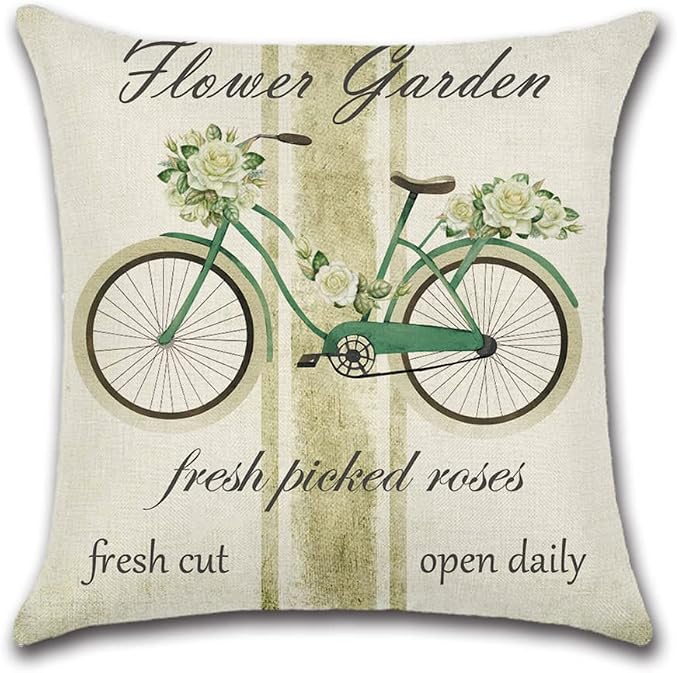 Artscope Set of 4 Waterproof Throw Pillow Covers 18x18 Inches, Spring - Green Garden Pattern Decorative Cushion Covers, Perfect to Outdoor Patio Garden Living Room Sofa Farmhouse Decor
