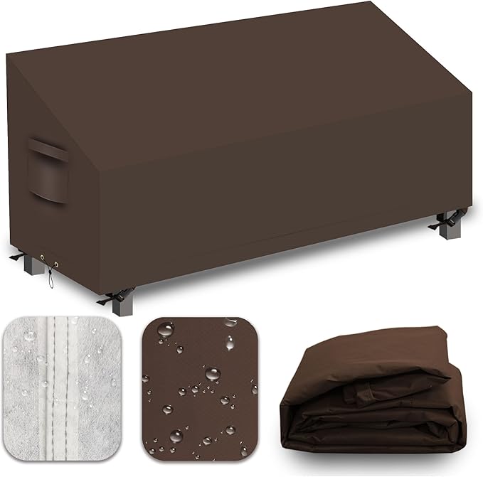 Heavy Duty Patio Sofa Covers Waterproof, Outdoor 3-Seater Couch Cover Waterproof, 600D Outdoor 2-Seater Loveseat Furniture Covers with Air Vent Handle 76''W x 32.5''D x 24''H/ 33''H Brown