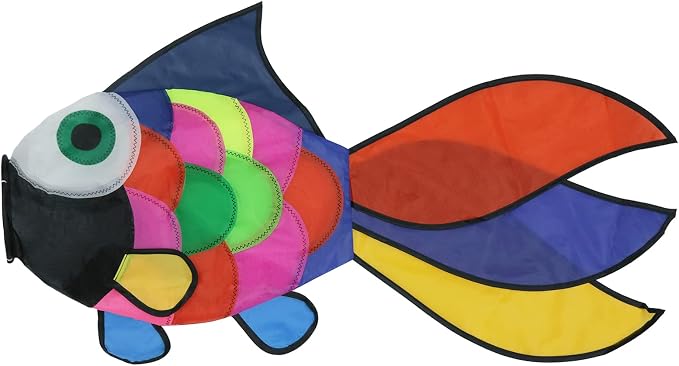9KM DWLIFE Rainbow Fishing Windsock, 32in Outdoor Wind Spinner for Garden | Colorful Fish-Shaped Wind Sock with Ripstop Polyester, Swivel Snap for Yard, Patio, Garden Decor and Wind Direction Viewing
