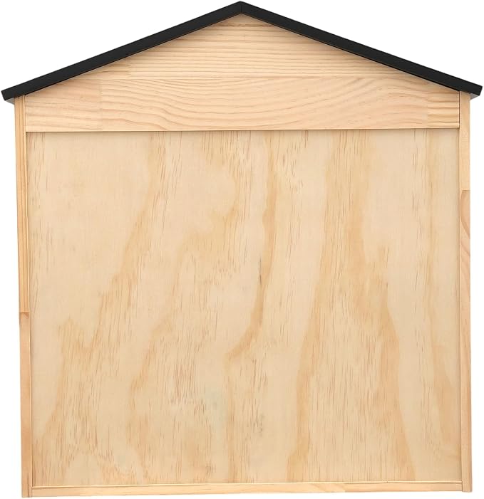 Outdoor Wooden Book Cabinet with 4 Compartments and 2 Doors, 19.6" H x 14.2" W x 25.2" L Small House-Shaped Bookshelf, Book Box Storage for Home, School, Community (Wood Color + Black)