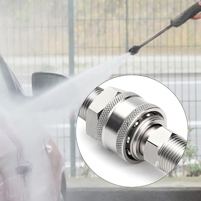 TAISHER 8PCS 304 Stainless Steel 3/8" Male NPT High Pressure Washer Quick Connect Coupler for Pressure Washing Gun Hose Accessories