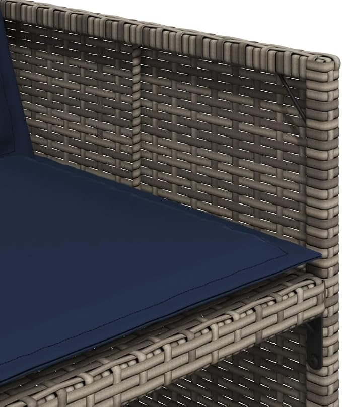 5 Piece Garden Dining Set with Cushions Grey Poly Rattan Outdoor Patio Furniture Space Saving Foldable Chairs Tempered Glass Table for Backyard Deck Al Fresco Dining